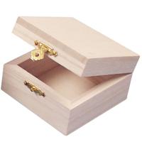 Rayher hobby Houten kistje met sluiting en deksel - 7 x 7 x 4 cm - Sieraden/spulletjes/sleutels   -