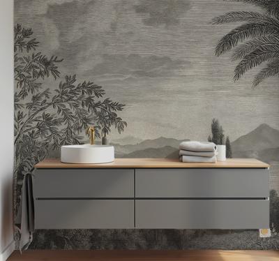 Natuur landschap grijs fotobehang badkamer