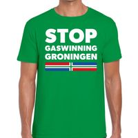 Groningen protest t-shirt STOP gaswinning Groningen groen voor h