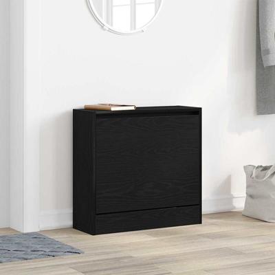 Schoenenkast Zwart eiken 60 x 21 x 57 cm Bewerkt hout