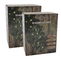 Svenska Living dennenslinger/guirlande groen - 2x - 270 cm - met 35 leds - warmlicht - kerstversieri