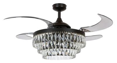Beacon Zwarte plafondventilator met kristalFanway Veil Ø 122cm - 212922