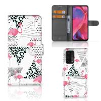 OPPO A54 5G | A74 5G | A93 5G | Telefoonhoesje | Met pasjeshouder | Flamingo Triangle