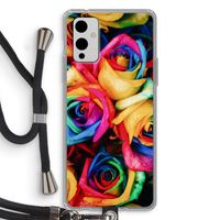 Neon bloemen: OnePlus 9 Transparant Hoesje met koord