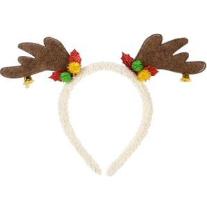 Christmas Decoration kerst haarband - rendier gewei - bruin - polyester   -