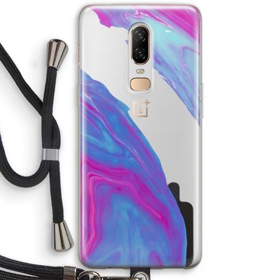 Zweverige regenboog: OnePlus 6 Transparant Hoesje met koord