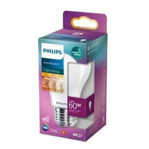 PHILIPS - LED Lamp - SceneSwitch 827 A60 - E27 Fitting - Dimbaar - 1.6W-7.5W - Warm Wit 2200K-2700K Vervangt 16W-60W