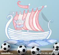 Sticker kinderkamer boot vikingen