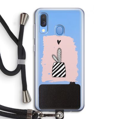 Zwart-wit cactus: Samsung Galaxy A40 Transparant Hoesje met koord
