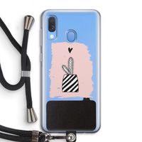 Zwart-wit cactus: Samsung Galaxy A40 Transparant Hoesje met koord