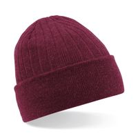 Heren/Dames Beanie Thinsulate Wintermuts 100% acryl wol bordeaux rood One size  -
