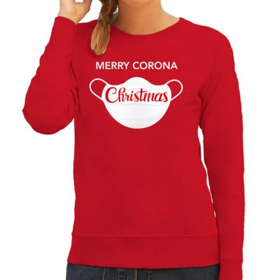 Merry corona Christmas foute Kerstsweater / outfit rood voor dames Merry corona Christmas foute Kerstsweater / outfit rood voor dames