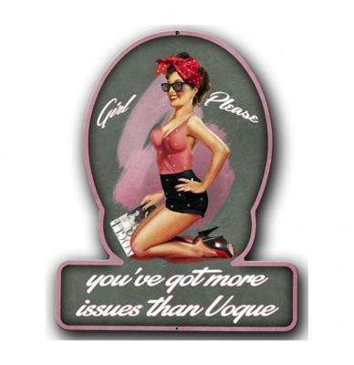 Vogue Girl Pin Up Zwaar Metalen Bord