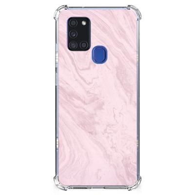 Samsung Galaxy A21s Anti-Shock Hoesje Marble Pink - Origineel Cadeau Vriendin Samsung Galaxy A21s Anti-Shock Hoesje Marble Pink - Origineel Cadeau Vriendin