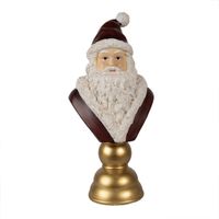 Clayre & Eef Buste Kerstman 19x15x40 cm Rood Polyresin Kerstdecoratie Rood Kerstdecoratie - thumbnail