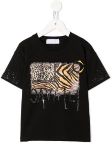 Roberto Cavalli Junior t-shirt imprimé à logo clouté - Noir