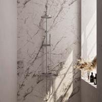 Regendoucheset Opbouw Brauer Brushed Carving 20 cm Thermostatisch met Handdouche 3-Standen Geborsteld RVS