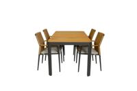 Qopps Mikos tuintafel 160 met 4 Yvori stapelbare tuinstoel