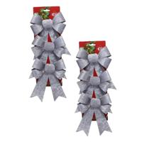 Kerst ornamenten strikken - 6x st - zilver - 15 x 24 cm - kerstboomstrikjes