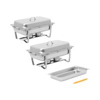 Warmhoudbak - Chafing dish - Set van 2 - GN 1/1 - 2 x 7,5 l - 2 brandstofcontainers - Royal Catering