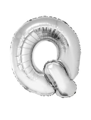 Folieballon Zilver Letter &apos;Q&apos; Groot