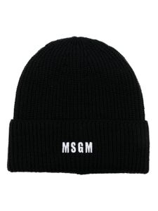 MSGM logo-embroidered ribbed-knit beanie - Noir