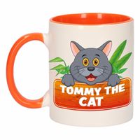 Kinder katten mok / beker Tommy the Cat oranje / wit 300 ml   -
