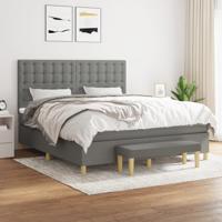 Boxspring met matras stof donkergrijs 160x200 cm