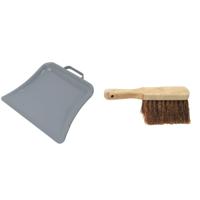 Betra Brede metalen stofblik met beugelgreep - houten handveger van kokosvezels - buiten
