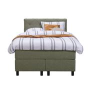 Leen Bakker - Boxspring Liv Geruit - 120x200 Cm - Ronde Poot - Stof - Groen