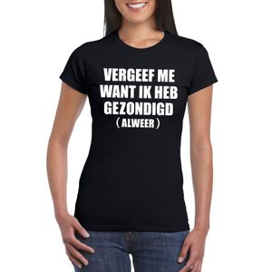 Vergeef me ik heb gezondigd dames T-shirt zwart