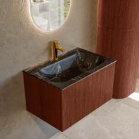 Badmeubel Mondiaz Kurve-Dlux | 70 cm cm | Meubelkleur Ruby | Wastafelkleur Lava | Solid surface | Wasbak midden spoelbak | 1 kraangat