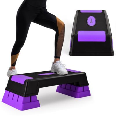 Aerobic Stepper 3 Hoogte Verstelbaar Workout Fitness Stepper 75,5 cm Oefening Aerobic Step Platform met Anti-Slip Doppen Paars+Zwart