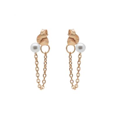 Karma Oorbellen Chain Single Pearl Rosé