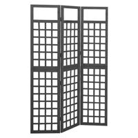 Kamerscherm/trellis met 3 panelen 121x180 cm vurenhout zwart