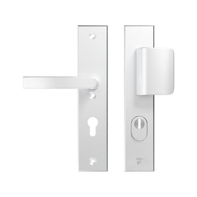 AXA veiligheidsbeslag greep/kruk - SKG*** met kerntrekbeveiliging - Edge Plus D-duwer-Blok - PC72 - geslepen alu. F1