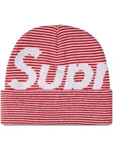 Supreme bonnet rayé à logo - Rouge