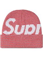 Supreme bonnet rayé à logo - Rouge