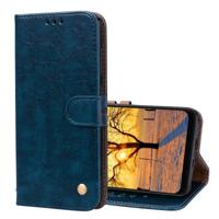 Business stijl olie Wax textuur horizontale Flip lederen case voor Xiaomi Pocophone F1 met houder & kaartsleuven & portemonnee (blauw)