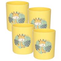Plasticforte Drinkbekers - 8x - kunststof - 350 ml - geel - giraf - kinderen - camping