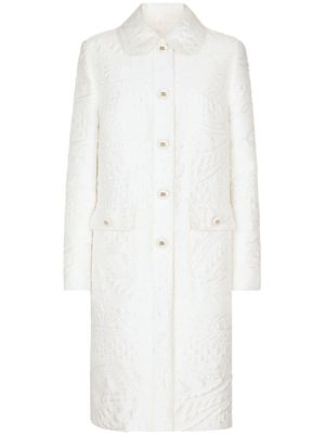 Dolce & Gabbana manteau ceinturé à fleurs en jacquard - Blanc