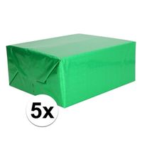 5x Metallic groen cadeaupapier folie 70 x 150 cm   - - thumbnail
