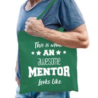 Cadeau tas voor mentor - katoen - 42 x 38 cm - groen - This is what an awesome mentor looks like - thumbnail