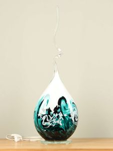 Glaskunst tafellamp, zeegroen