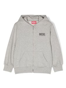 Diesel Kids hoodie zippé à logo imprimé - Gris