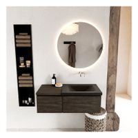 Mondiaz Bukla 100cm badmeubel met module 40 kleur dark brown met 2 lades en wastafel rechts zonder kraangat kleur urban
