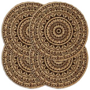 VidaXL Placemats 4 st rond 38 cm jute donkerbruin