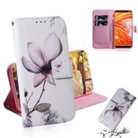 Magnolia bloem patroon gekleurde tekening horizontale Flip lederen draagtas voor Nokia 3 1 Plus met houder & kaartsleuven & portemonnee