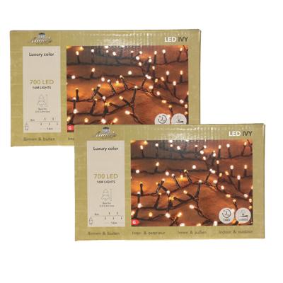 Kerstverlichting Ivy - 2x - 700 led lampjes - warm wit - 1600 cm - lichtsnoer