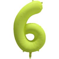 Folieballon Cijfer 6 Neon Geel (86cm)